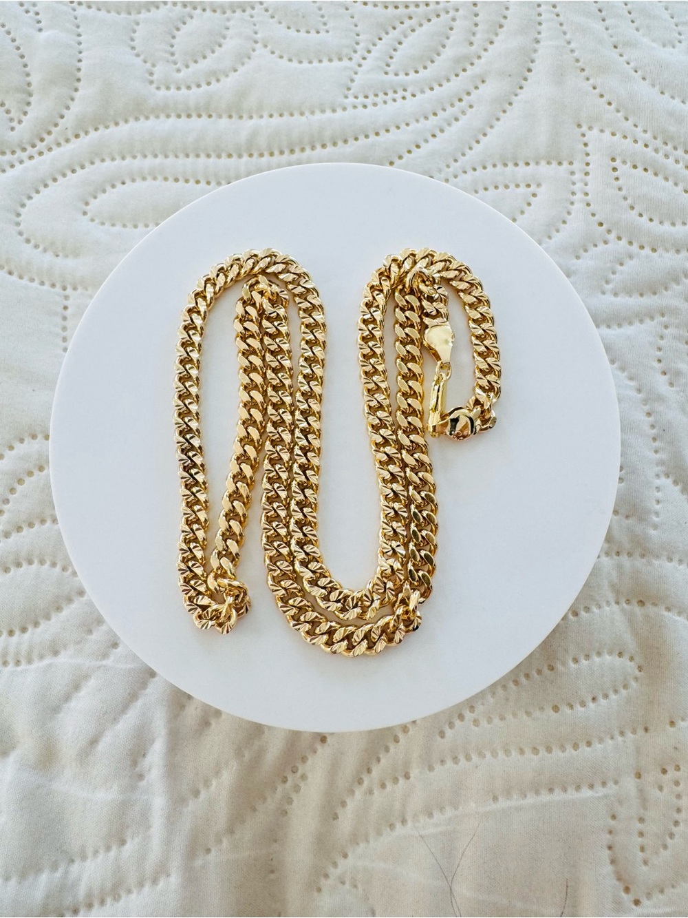 14K Gold Plated Curb Chain men’s Cuban Link chain Necklace. New